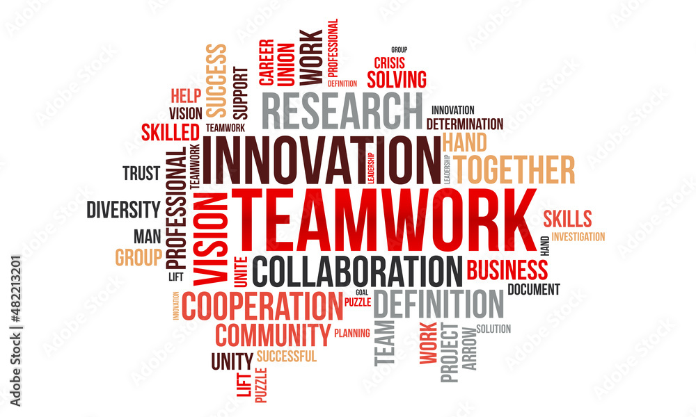 © Rana - Teamwork word cloud template. Business concept vector background.