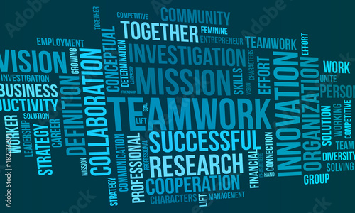 Teamwork word cloud template. Business concept vector background. © Rana