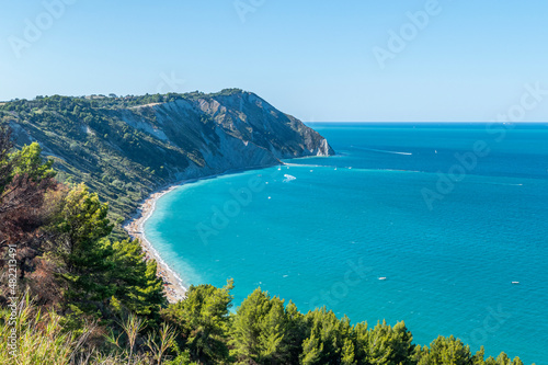 Aerial view of the beautiful beach of Mezzavalle in Ancona