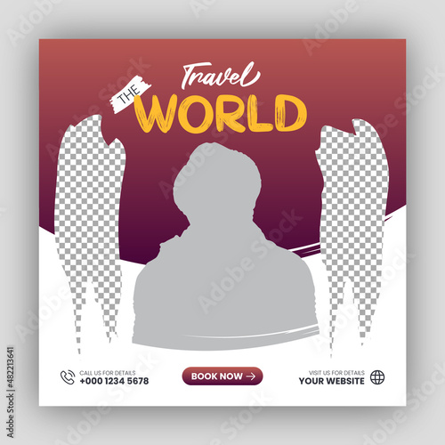 Holiday package social media post template for travel agency