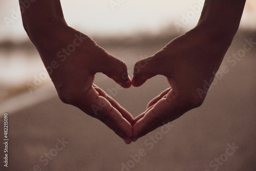 The hands of women are the heart shape