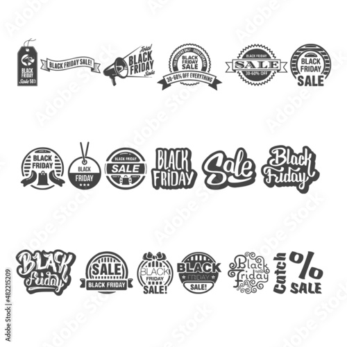 set of labels, black friday 