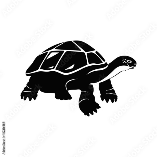 Giant sea turtle. Silhouette.