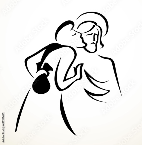 Kiss of Judas. Betrayal. Vector drawing