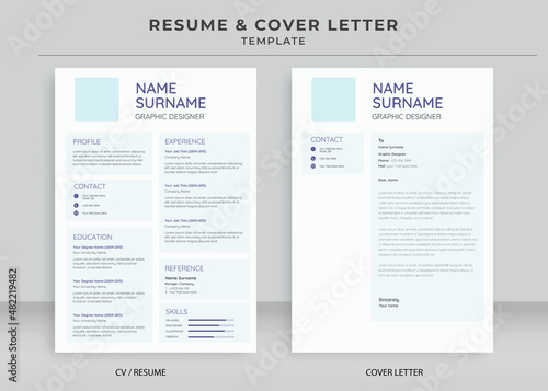 Resume and Cover Letter Template  Minimalist resume cv template  Cv professional jobs resumes