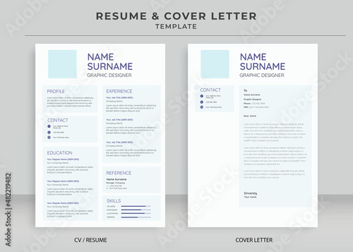 Resume and Cover Letter Template, Minimalist resume cv template, Cv professional jobs resumes