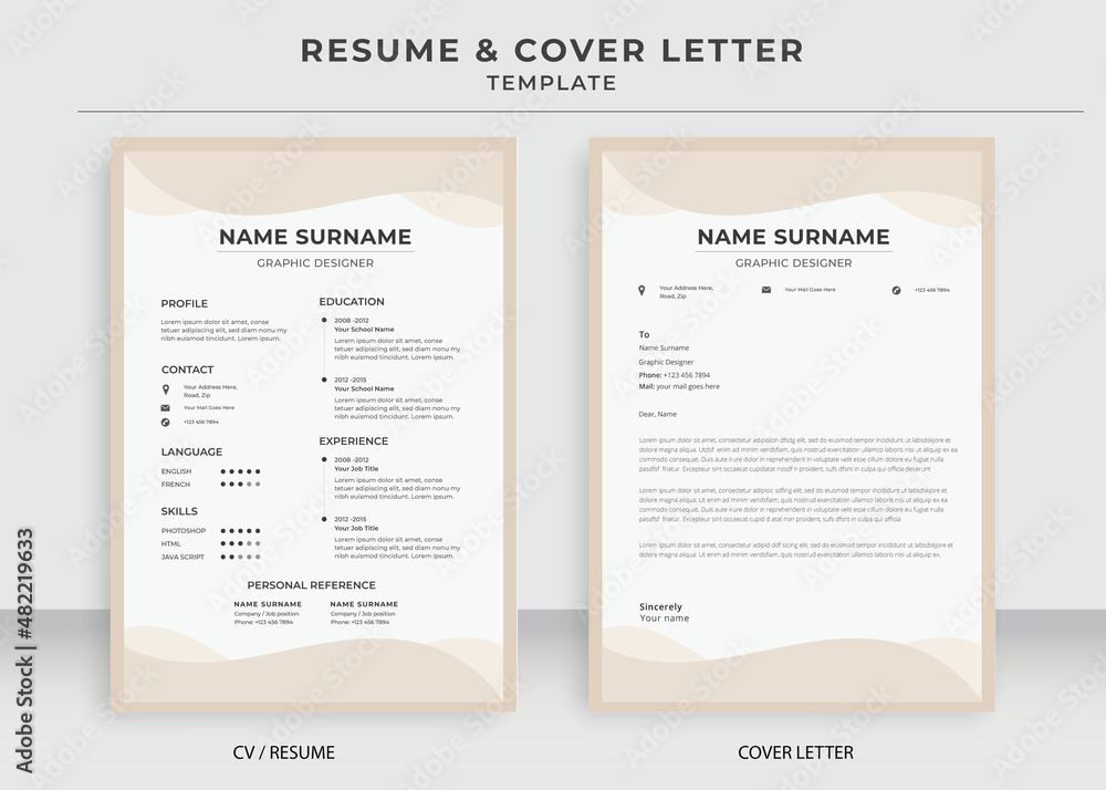 Resume and Cover Letter Template, Minimalist resume cv template, Cv professional jobs resumes