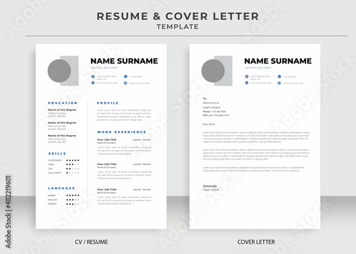 Resume and Cover Letter Template, Minimalist resume cv template, Cv professional jobs resumes