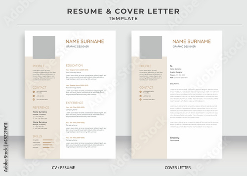 Resume and Cover Letter Template, Minimalist resume cv template, Cv professional jobs resumes