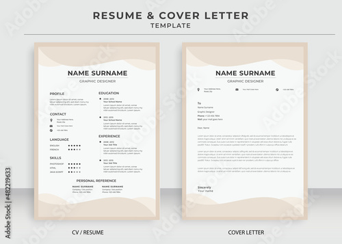 Resume and Cover Letter Template, Minimalist resume cv template, Cv professional jobs resumes