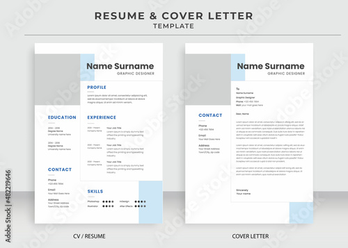 Resume and Cover Letter Template, Minimalist resume cv template, Cv professional jobs resumes