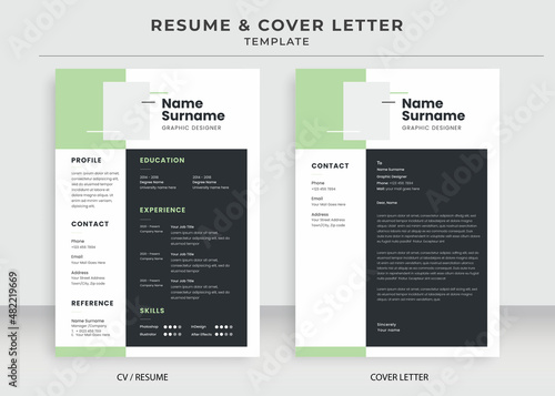 Resume and Cover Letter Template, Minimalist resume cv template, Cv professional jobs resumes