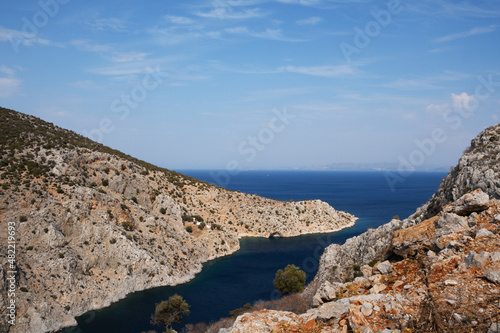 view of Vathi Bay on Kalymnos island, Dodecanese islands, Greece photo