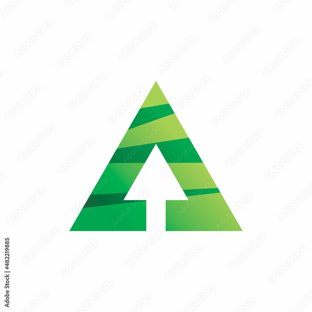 Obraz premium green color shape triangle arrow prism logo design