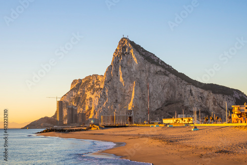 View to the rock of Gibraltar during sunrise.