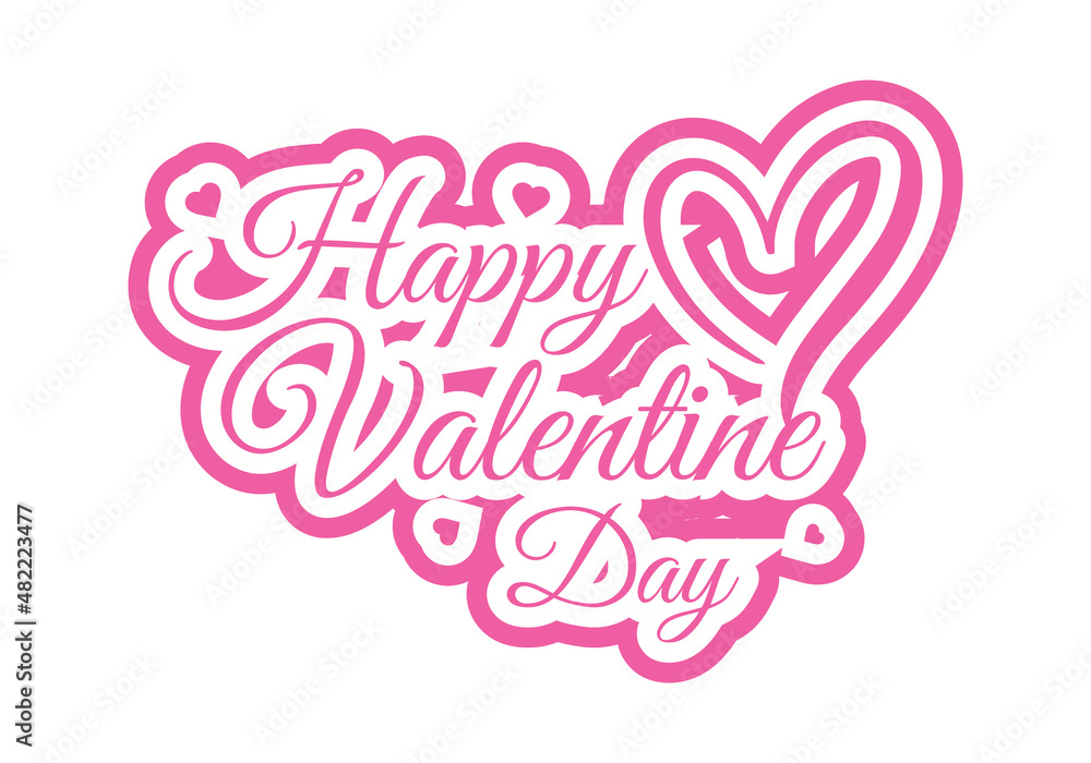 Happy valentine day vector design template, pink color happy valentine day, t-shirt vector design