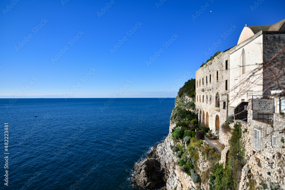 An old building overlooking the sea in Gaeta, an Italian town in the Lazio region.