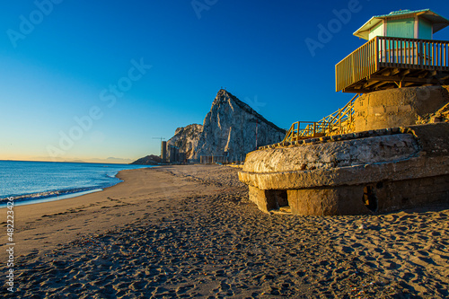 View to the rock of Gibraltar during sunrise.