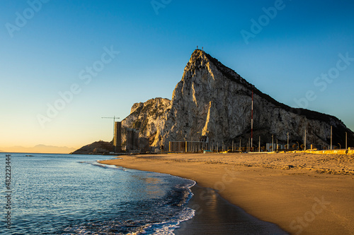 View to the rock of Gibraltar during sunrise.