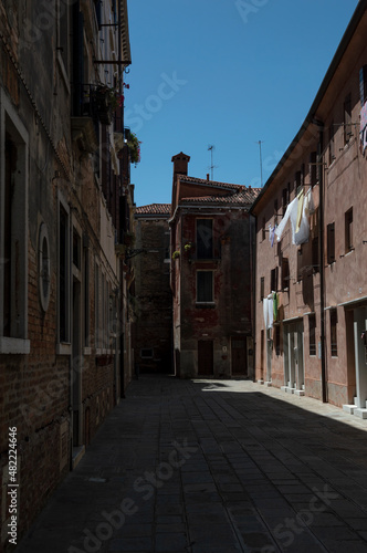 View of a secluded little street in Venice in summer