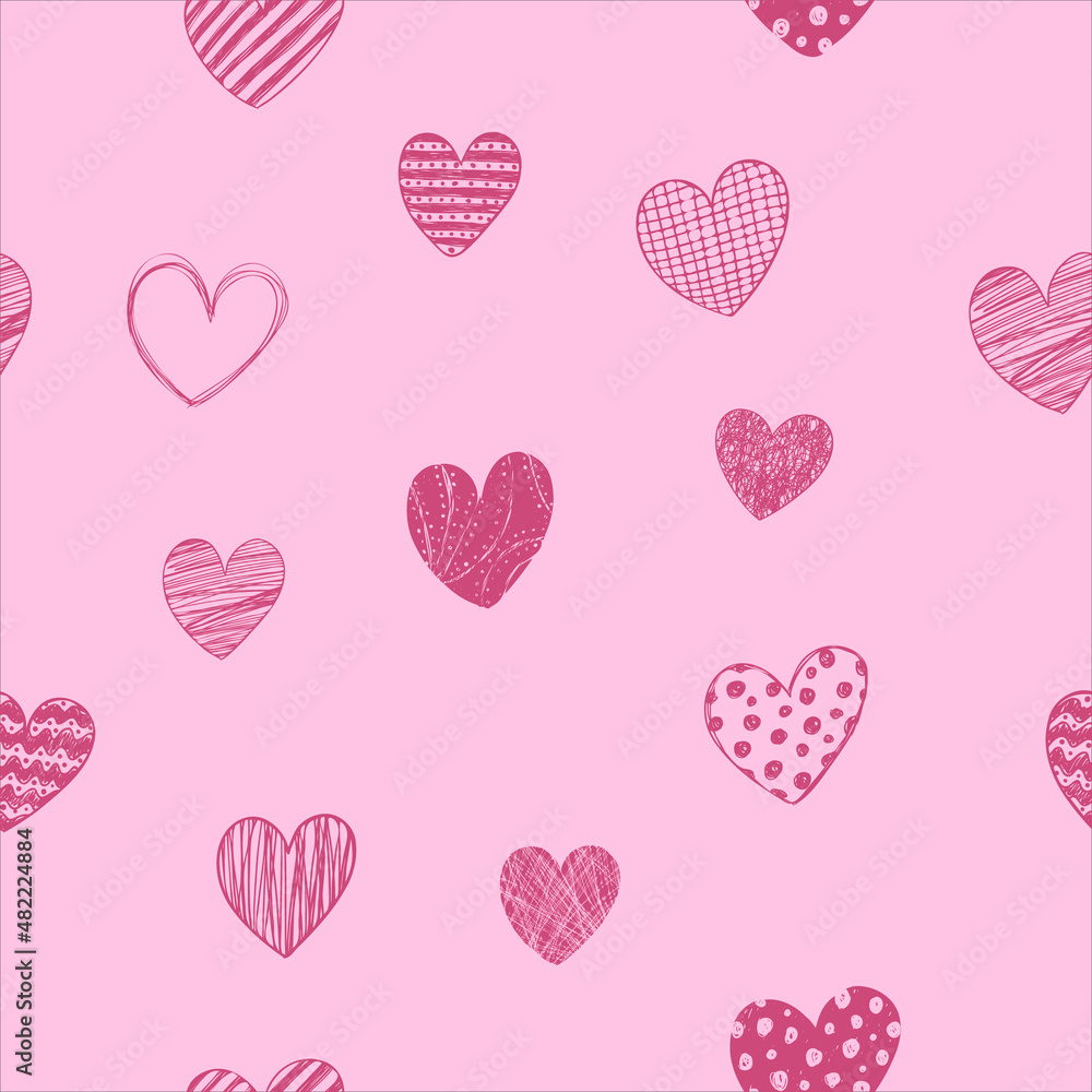 Vector seamless background with hearts for Valentine's Day