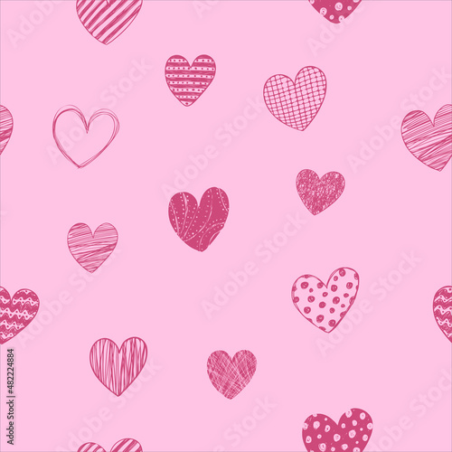 Vector seamless background with hearts for Valentine's Day