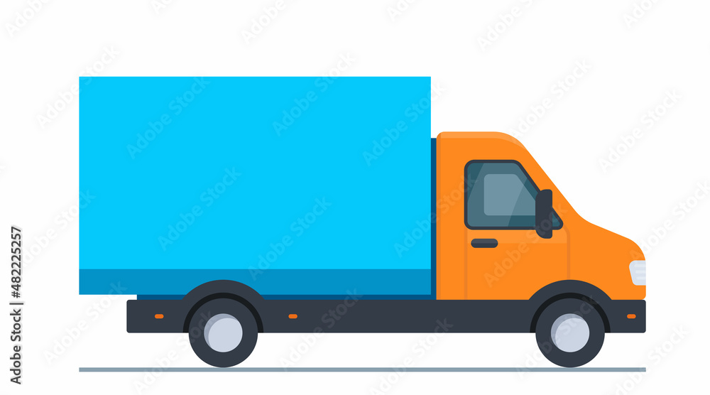 Lorry for transportation of goods and construction materials, heavy volume and weight, delivery when ordering goods. Cargo Truck. Vector illustration isolated on white background. Lorry for transportation of goods and construction materials, heavy volume and weight, delivery when ordering goods. Cargo Truck. Vector illustration isolated on white background.