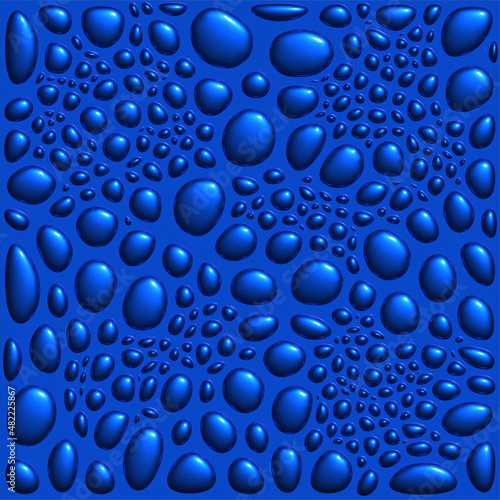 3D rendering. Abstract bubble background in blue color