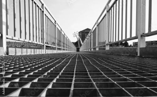 Wallpaper Mural Metal bridge, lines, abstrackt construction, black and white image  Torontodigital.ca