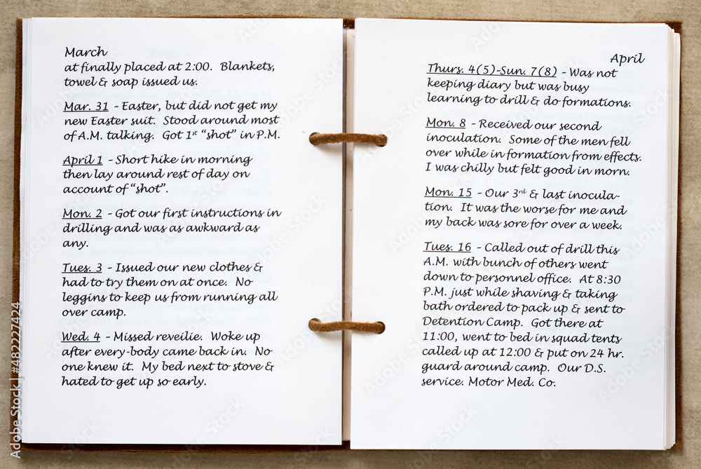 World War One Soldier`s Diary Pages, 2 of 47. Diary entries of a WWI