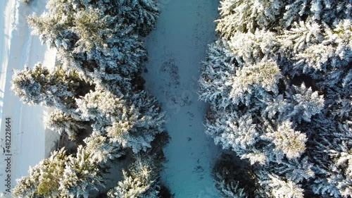 Aerial winter view of the ski center Vysne Ruzbachy, Slovakia photo