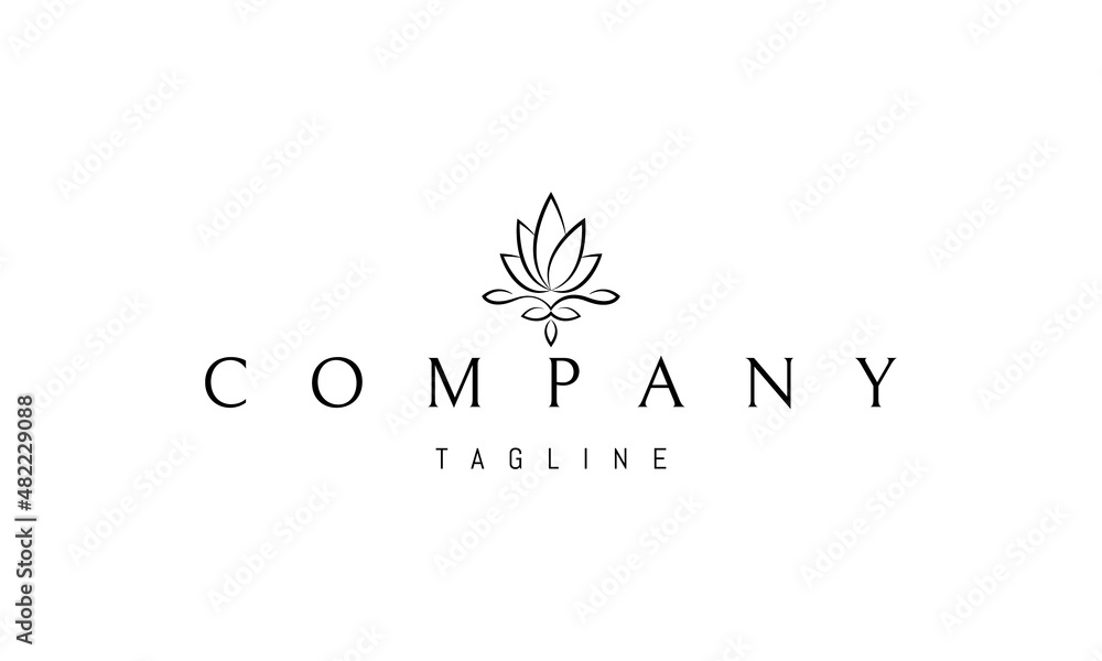 Fototapeta premium Vector logo on which an abstract image of cannabis leaves in the form of a floral pattern.