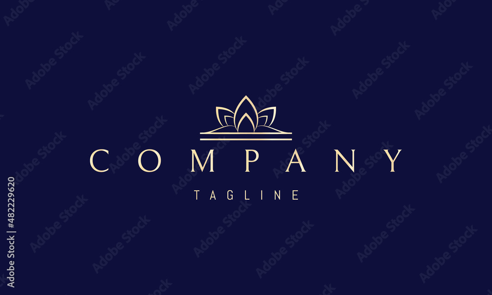 Vector golden logo on which an abstract image of lotus petals on the waves. Vector golden logo on which an abstract image of lotus petals on the waves.