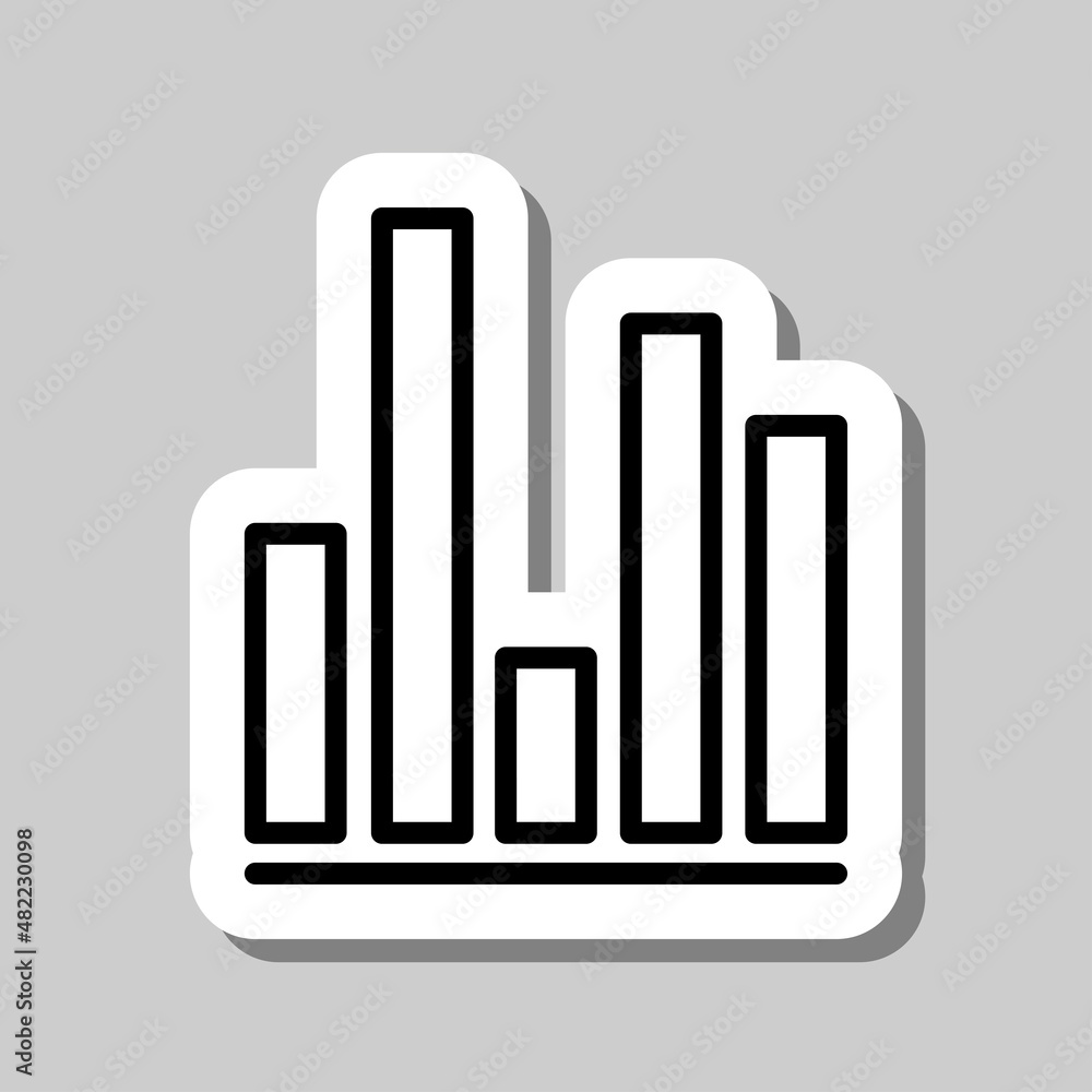 Graph, diagram simple icon. Flat desing. Sticker with shadow on gray background.ai Graph, diagram simple icon. Flat desing. Sticker with shadow on gray background.ai