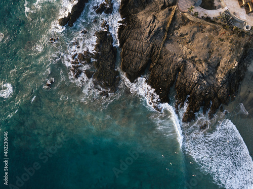 Aerial view Rock and beach Pacific sea in Todos Santos