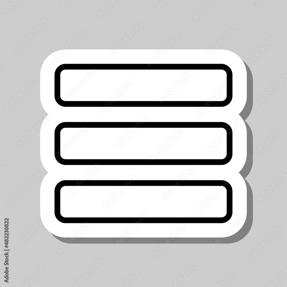 Menu vector simple icon. Flat desing. Sticker with shadow on gray background.ai Menu vector simple icon. Flat desing. Sticker with shadow on gray background.ai