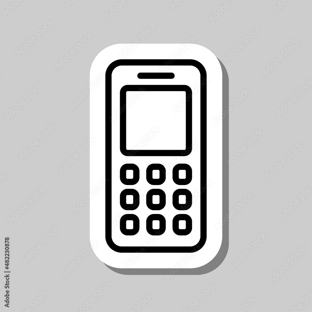 Mobile phone simple icon. Flat desing. Sticker with shadow on gray background.ai Mobile phone simple icon. Flat desing. Sticker with shadow on gray background.ai