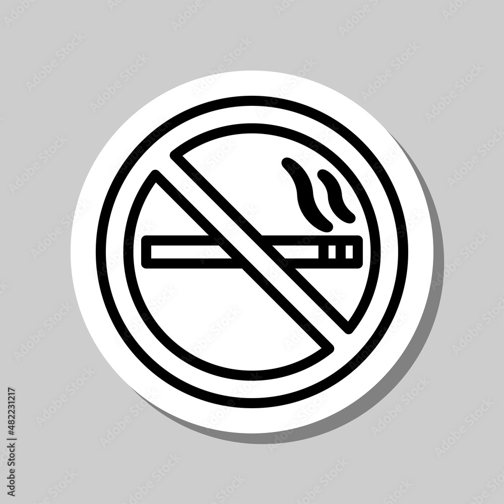 No smoking simple icon. Flat desing. Sticker with shadow on gray background.ai No smoking simple icon. Flat desing. Sticker with shadow on gray background.ai