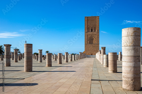 Tour Hassan is the minaret of an incomplete Mosque in Rabat, Morocco
