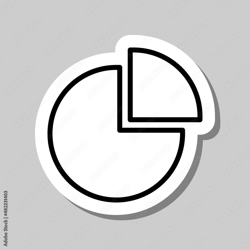 Pie Chart simple icon. Flat desing. Sticker with shadow on gray background.ai Pie Chart simple icon. Flat desing. Sticker with shadow on gray background.ai