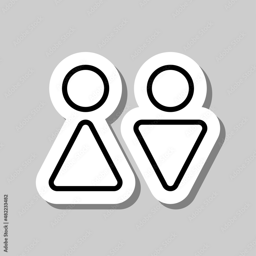WC simple icon vector. Flat desing. Sticker with shadow on gray background.ai WC simple icon vector. Flat desing. Sticker with shadow on gray background.ai