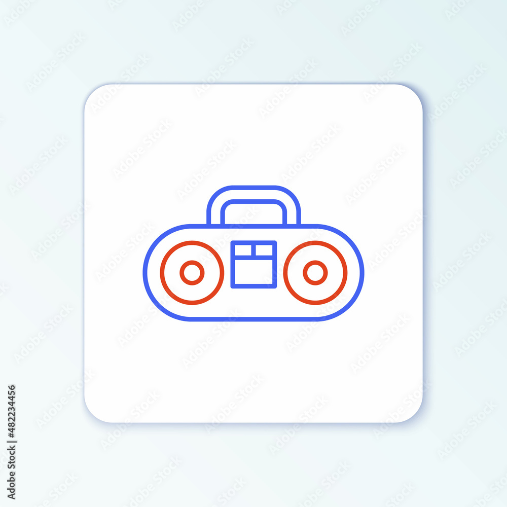 Line Home stereo with two speakers icon isolated on white background. Music system. Colorful outline concept. Vector Line Home stereo with two speakers icon isolated on white background. Music system. Colorful outline concept. Vector