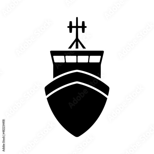 Ship icon. Black silhouette. Front view. Vector simple flat graphic illustration. Isolated object on a white background. Isolate.