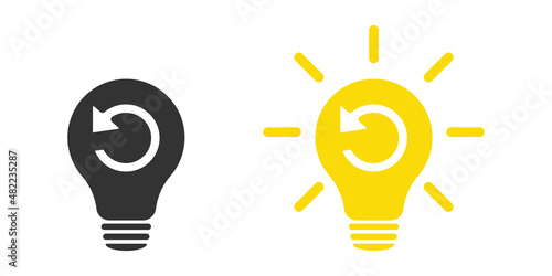 Refresh signs in light bulb icon. Lamp icons set. Illustration.