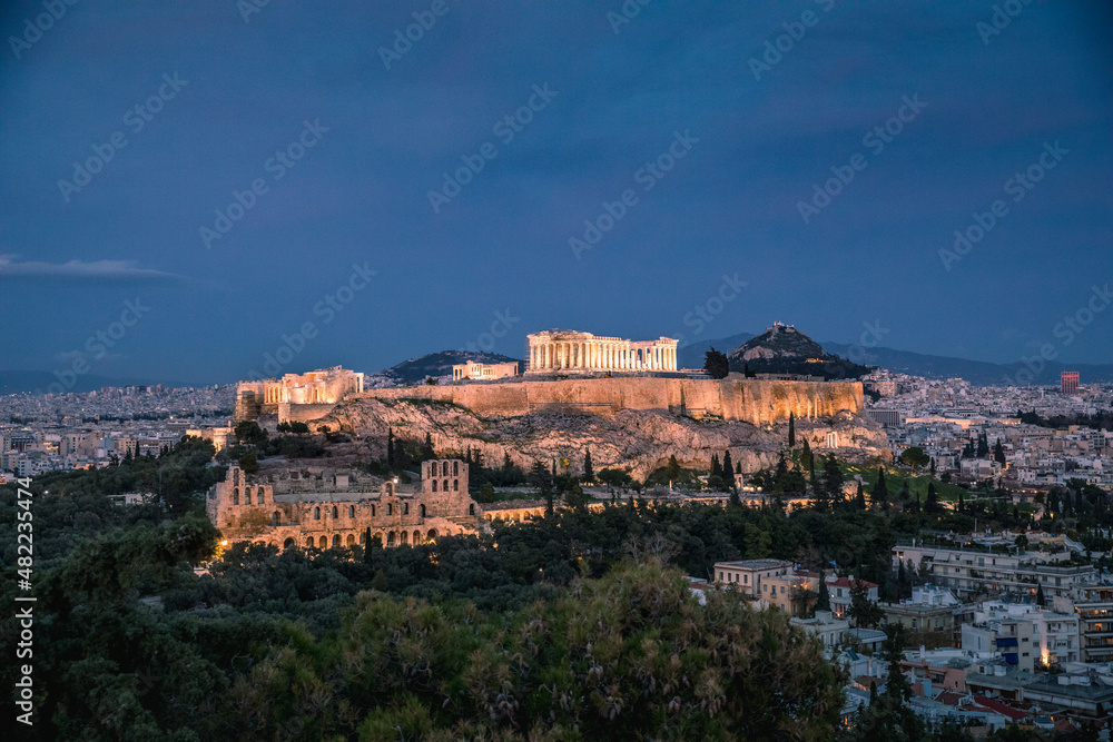 athen akropolis nachts stadt Burg griechenland