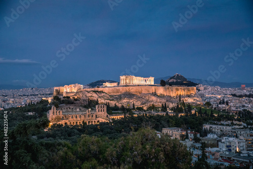 Fototapeta Naklejka Na Ścianę i Meble -  athen akropolis nachts stadt Burg griechenland