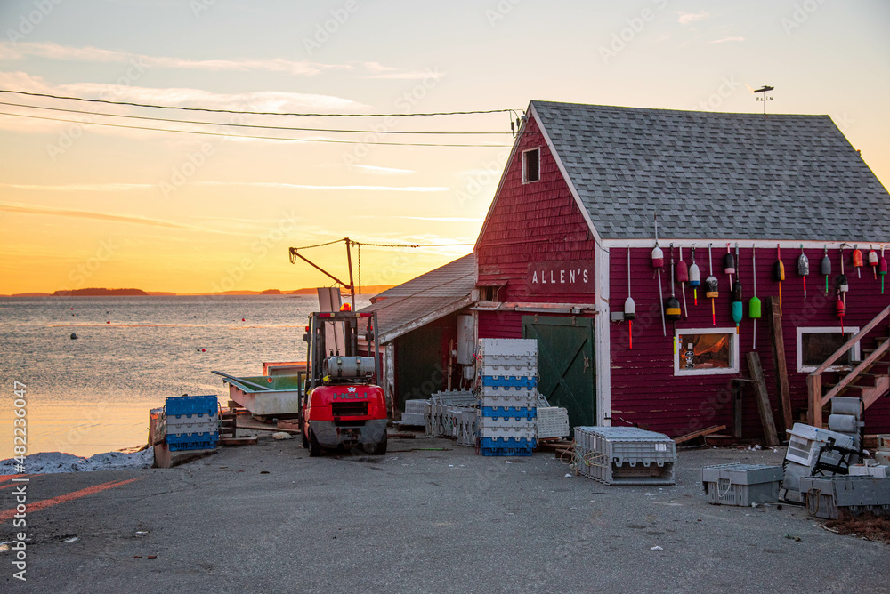Red Lobster Shack on water in Maine Stock Photo Adobe Stock