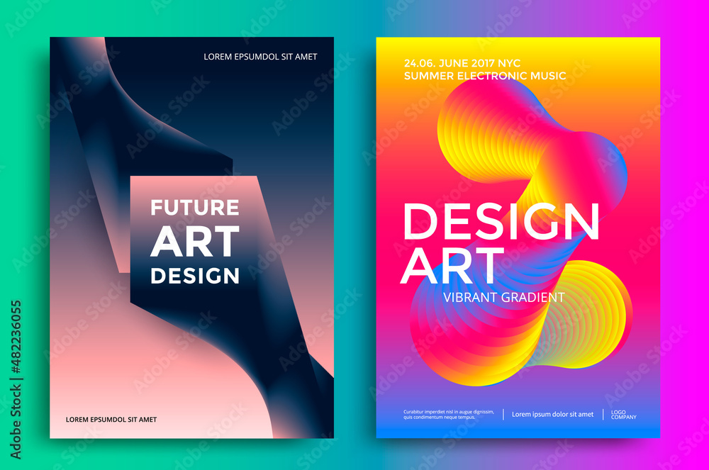 Fototapeta premium Colorful abstract poster design. Vibrant gradients style. Art geometric background.