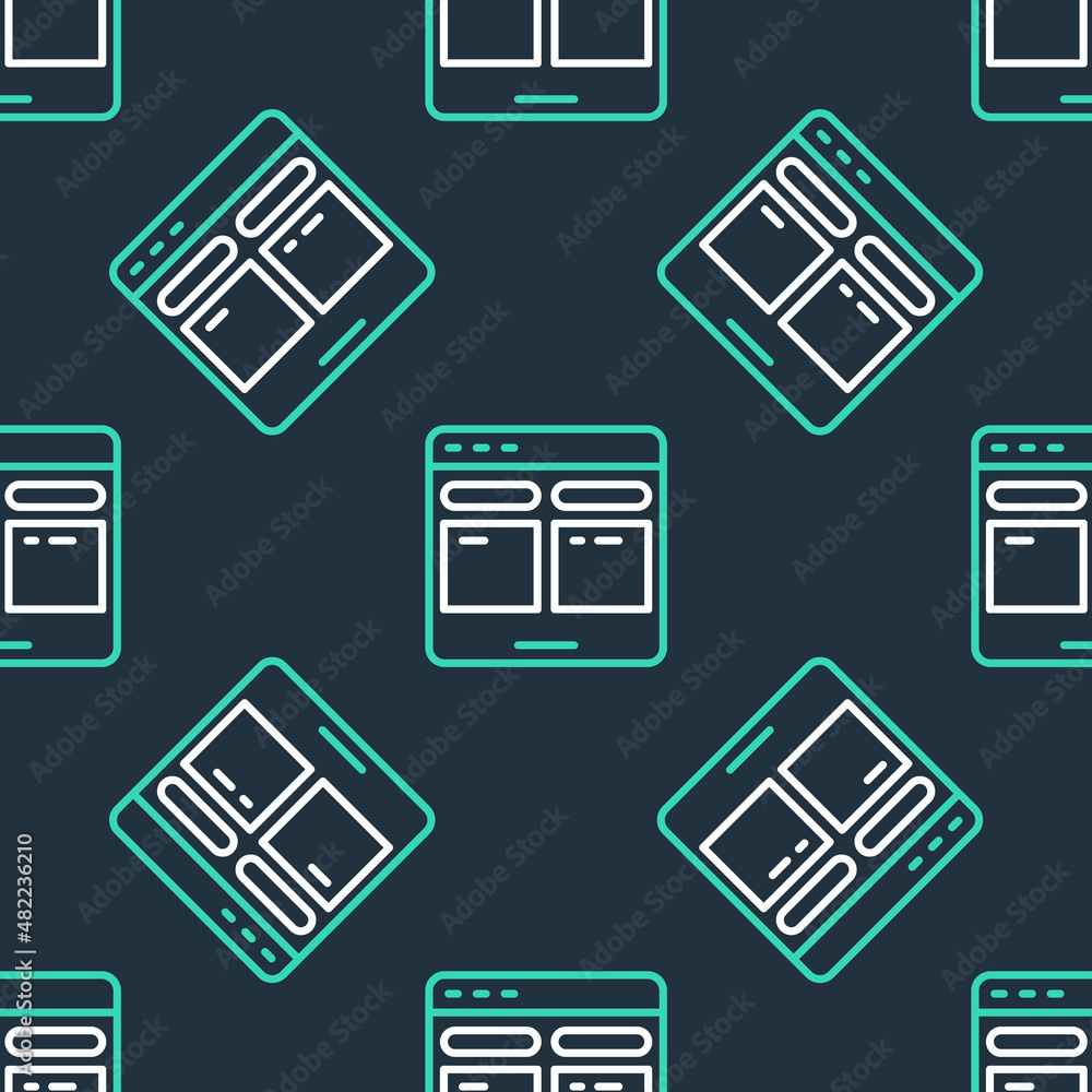 Line Online translator icon isolated seamless pattern on black background. Foreign language conversation icons in chat speech bubble. Translating concept. Vector