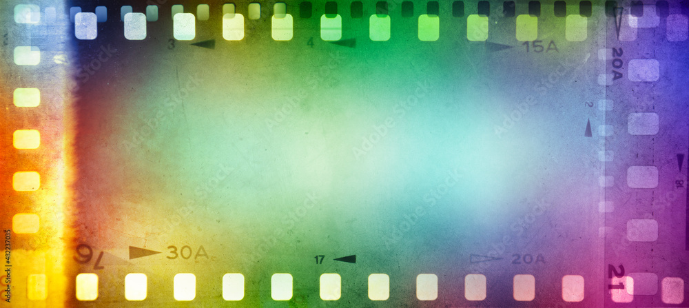 Colorful film frames filmstrip background